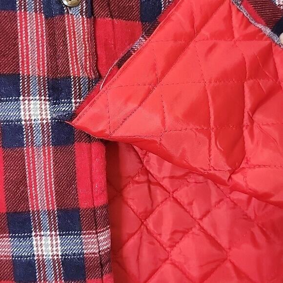 Bull Run Red Plaid Flannel Lined Button Front Jacket Size Medium M - Picture 4 of 7